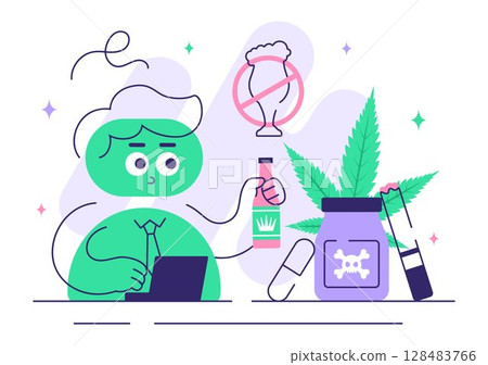 Narcologist Vector Illustration Featuring Drug Addiction Awareness and Issues Related to Alcohol and Tobacco in Healthcare with a Cute Flat Background Narcologist Vector Illustration Featuring Drug Addiction Awareness and Issues Related to Alcohol and Tobacco in Healthcare with a Cute Flat Background 128483766