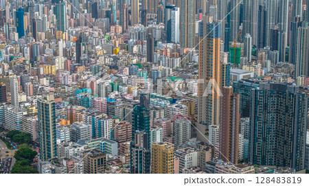 July 12 2025 Contrast of Old and New Buildings Hong Kong 128483819