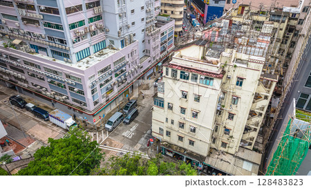 July 12 2025 Historic Tong Lau Tenement Building in Hong Kong July 12 2025 Historic Tong Lau Tenement Building in Hong Kong 128483823