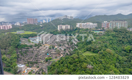 July 12 2025 Cheung Sha Wan Cemetery Overlooking Hong Kong City 128483829
