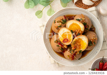 溏心蛋 雞蛋 麻藥雞蛋 韓式 Korean mayak egg クロワッサン 麻薬たまご 128483916