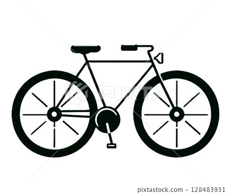 簡單的自行車插圖和白色背景 128483931
