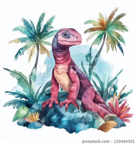 Galapagos Islands. Galapagos Islands hand drawn watercolor illustration Galapagos Islands. Galapagos Islands hand drawn watercolor illustration 128484501