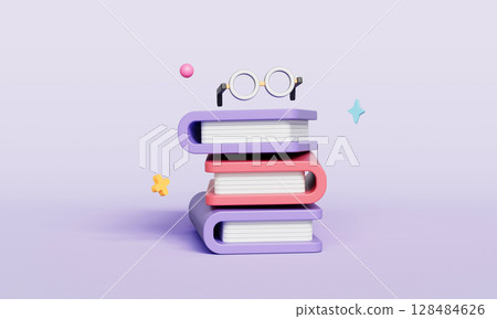 Education Books and Glasses Icon. 3D Rendering. 128484626