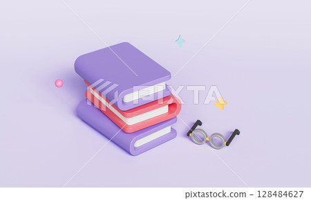 Education Books and Glasses Icon. 3D Rendering. 128484627