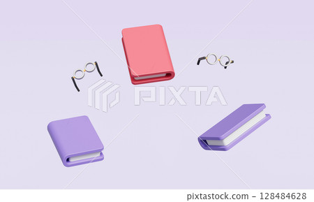 Education Books and Glasses Icon. 3D Rendering. 128484628
