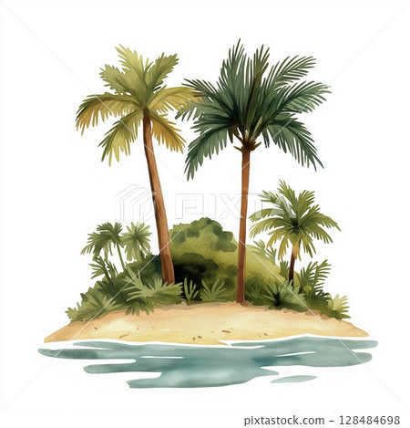 Ile Royale. Ile Royale hand drawn watercolor illustration 128484698