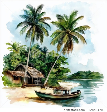 Jodensavanne. Jodensavanne hand drawn watercolor illustration Jodensavanne. Jodensavanne hand drawn watercolor illustration 128484709