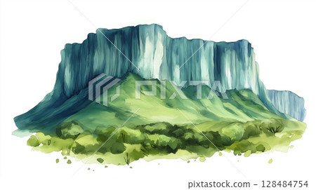 Mount Roraima. Mount Roraima hand drawn watercolor illustration Mount Roraima. Mount Roraima hand drawn watercolor illustration 128484754