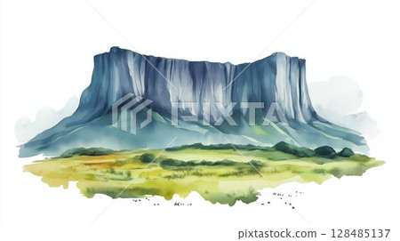 Mount Roraima. Mount Roraima hand drawn watercolor illustration 128485137