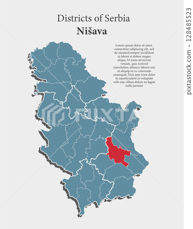 Vector map of Serbia - Nisava District Vector map of Serbia - Nisava District 128485523
