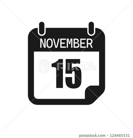 Vector icon page day calendar - 15 November month Vector icon page day calendar - 15 November month 128485531