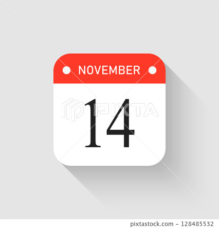 Vector icon page day calendar - 14 November month Vector icon page day calendar - 14 November month 128485532