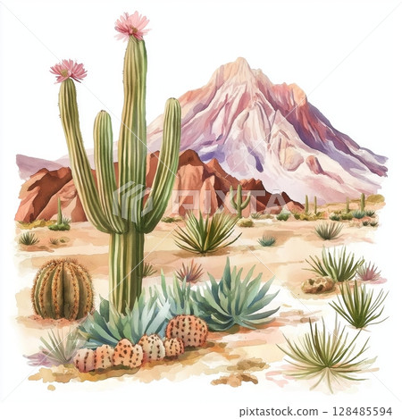 San Pedro de Atacama. San Pedro de Atacama hand drawn watercolor illustration San Pedro de Atacama. San Pedro de Atacama hand drawn watercolor illustration 128485594