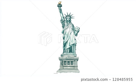 Statue of Liberty. Statue of Liberty hand drawn watercolor illustration 128485955