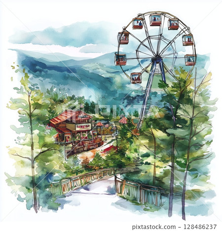 Dollywood. Dollywood hand drawn watercolor illustration 128486237
