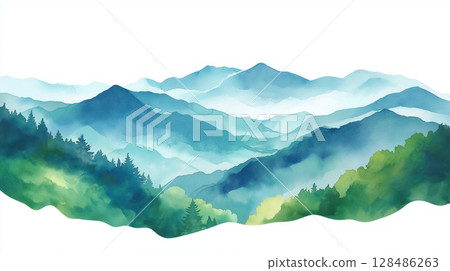 Great Smoky Mountains National Park. Great Smoky Mountains National Park hand drawn watercolor illustration 128486263