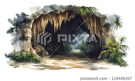 Harrisons Cave. Harrison Cave hand drawn watercolor illustration 128486267