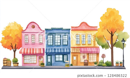 Nashville's Broadway and Music Row. Nashville's Broadway and Music Row hand drawn watercolor illustration 128486322