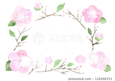 Watercolor plum frame Watercolor plum frame 128486351