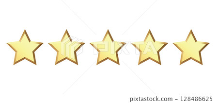 Five golden stars isolated on black background. Rating stars icon. white background Five golden stars isolated on black background. Rating stars icon. white background 128486625