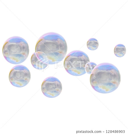透明背景上的肥皂泡 128486903