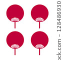 Red fan silhouette illustration set 128486930