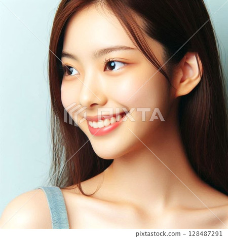 A woman with a happy expression 128487291