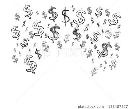 Dollar Symbols Pencil Sketch Drawing Dollar Symbols Pencil Sketch Drawing 128487327