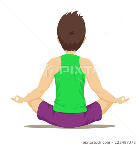 Yoga Lotus Pose Back View 128487378