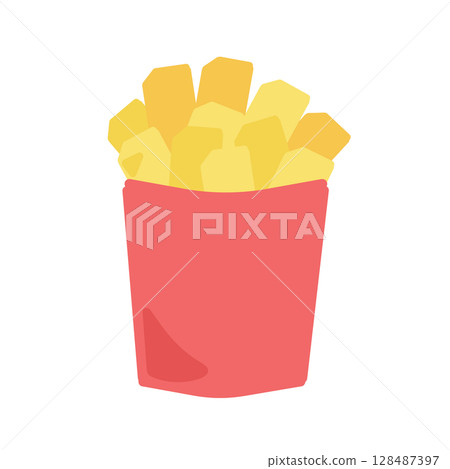炸薯條插圖 128487397