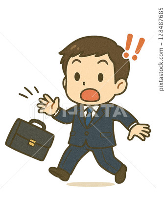 一名男商人驚訝得把包包掉在地上 一名男商人驚訝得把包包掉在地上 128487685