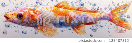 gold fish in water 128487813