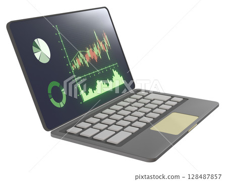 筆記型電腦上顯示的股票圖表和圖形 128487857