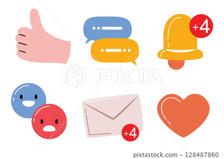 Social media notification and alert icon set 128487860