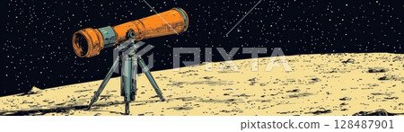 space scene with telescope 128487901
