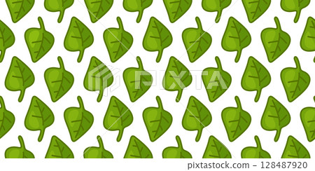 Green Leaf Seamless Pattern 128487920
