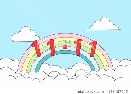 Cartoon Rainbow with 11.11 Numbers Cartoon Rainbow with 11.11 Numbers 128487945