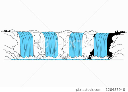 Cartoon Waterfall Illustration Cartoon Waterfall Illustration 128487948