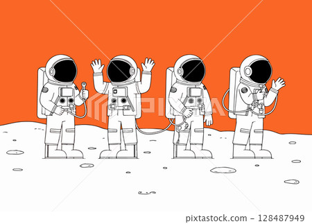 Astronauts on the Moon 128487949