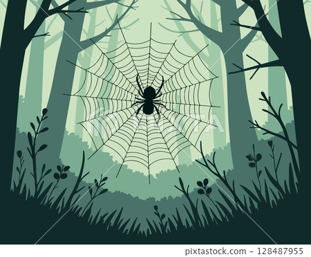Spiderweb in a Forest Spiderweb in a Forest 128487955