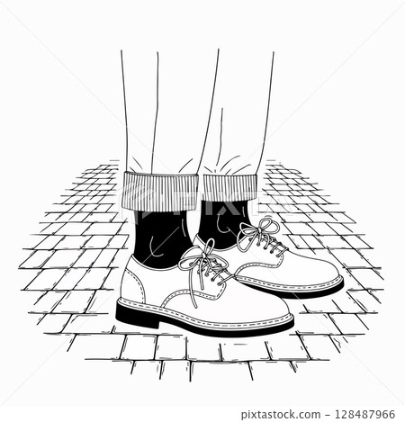 Stylish Shoes on Cobblestone Stylish Shoes on Cobblestone 128487966