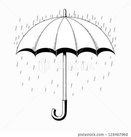 Umbrella in the Rain Illustration Umbrella in the Rain Illustration 128487968