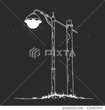 Stylized Streetlight at Night Stylized Streetlight at Night 128487974