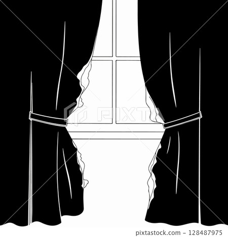 Black and White Window Curtains 128487975