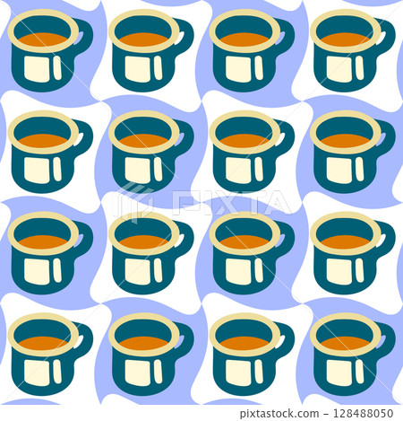 Seamless Camping Mug Tea Pattern. 128488050