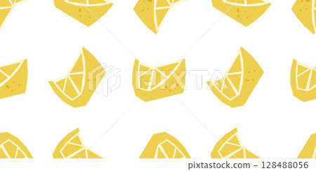 Seamless Yellow Lemon Slice Pattern Seamless Yellow Lemon Slice Pattern 128488056