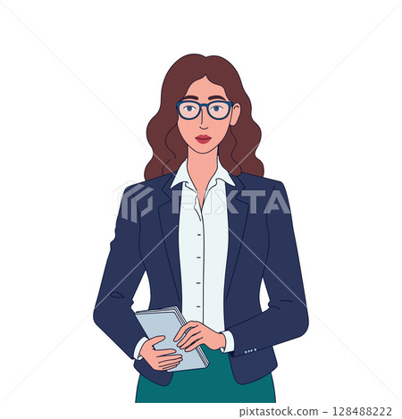 Businesswoman in Blazer Holding Documents 128488222