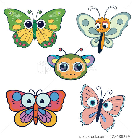 Cartoon Butterflies and Insect 128488239