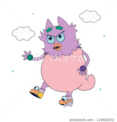 Cartoon Monster with Glasses Cartoon Monster with Glasses 128488252